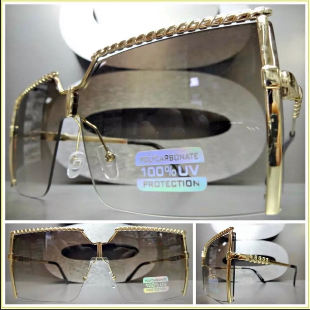 Oversized retro, flat sunglasses - Picture 2 of 7